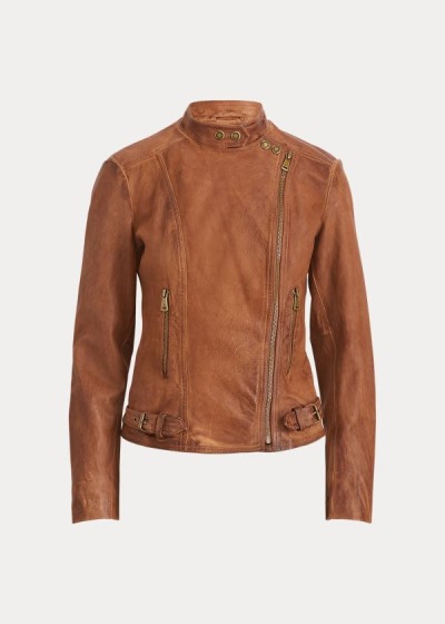 Women's Ralph Lauren Leather Moto Jackets | 932785KRA